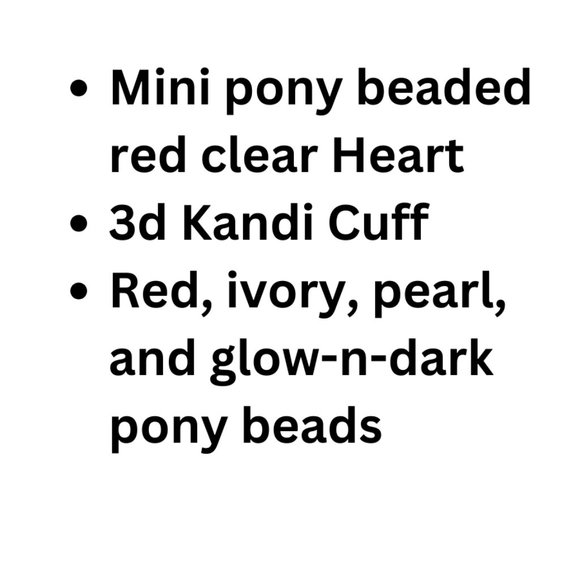 Red Beaded Heart On 3D Kandi Cuff - Picture 5 of 6